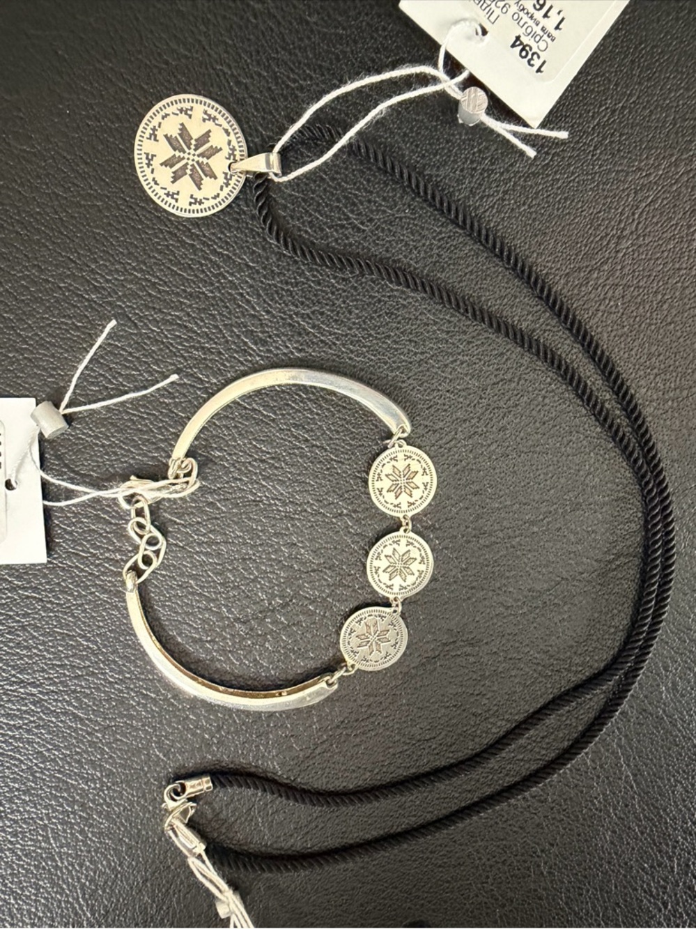 925 Silver Coin Charm Bracelet & Necklace Set – Minimalist Geometric Design